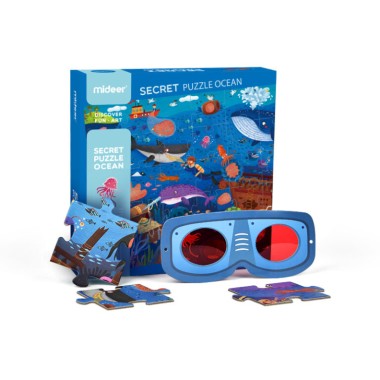 Sekretne puzzle z okularami 3D – Ocean (35 elementów)